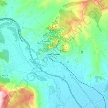 Mapa topográfico Kalabaka, altitud, relieve