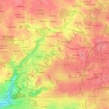 Mapa topográfico Le Restic, altitud, relieve