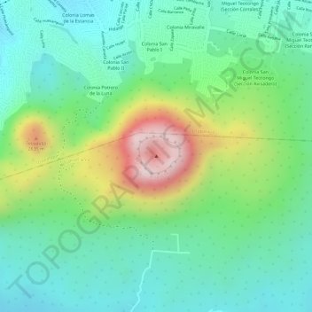 Mapa topográfico Volcán Guadalupe, altitud, relieve