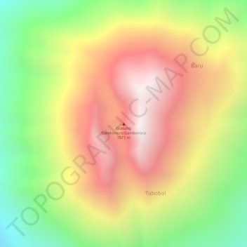 Mapa topográfico Mount Gamkonora, altitud, relieve