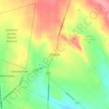Mapa topográfico De Deur, altitud, relieve