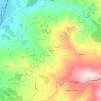 Mapa topográfico Falgano, altitud, relieve