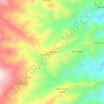 Mapa topográfico La Delicia, altitud, relieve