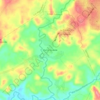 Mapa topográfico Martin Grande, altitud, relieve