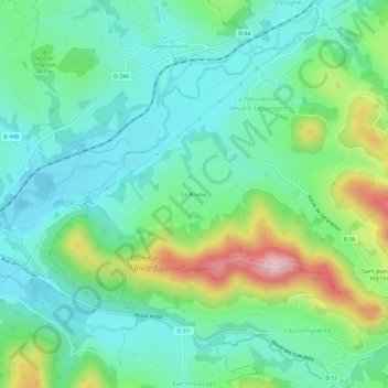 Mapa topográfico Le Boulay, altitud, relieve