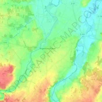 Mapa topográfico Argenton-l'Église, altitud, relieve