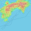 Mapa topográfico Prefectura de Kōchi, altitud, relieve