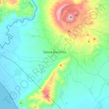 Mapa topográfico Sessa Aurunca, altitud, relieve