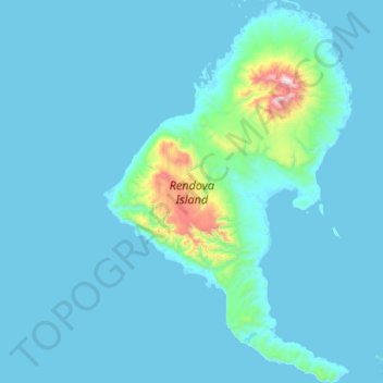 Mapa topográfico Rendova Island, altitud, relieve