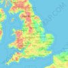 Mapa topográfico Angleterre, altitud, relieve