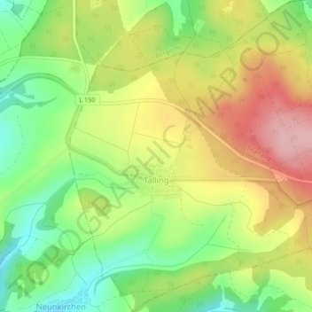Mapa topográfico Talling, altitud, relieve
