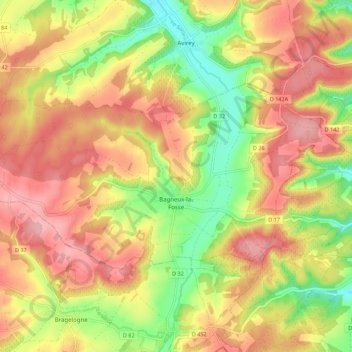 Mapa topográfico Bagneux-la-Fosse, altitud, relieve
