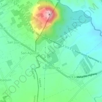 Mapa topográfico San Andres, altitud, relieve