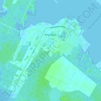 Mapa topográfico Shippagan, altitud, relieve