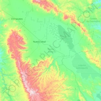 Mapa topográfico Nuevo Ideal, altitud, relieve
