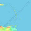Mapa topográfico Lesser Antilles, altitud, relieve