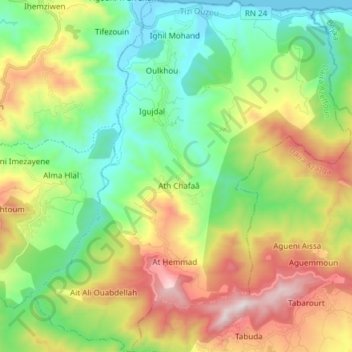 Mapa topográfico Aït Chafâa, altitud, relieve