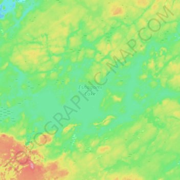 Mapa topográfico Esnagami Lake;Esnagami River, altitud, relieve