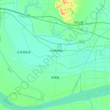 Mapa topográfico 李埠镇, altitud, relieve