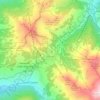 Mapa topográfico Sestriere, altitud, relieve