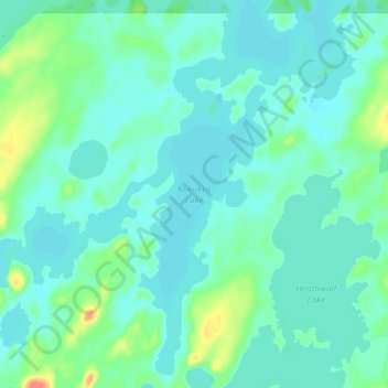 Mapa topográfico Kukukus Lake, altitud, relieve