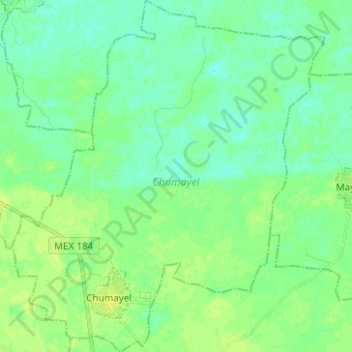 Mapa topográfico Chumayel, altitud, relieve