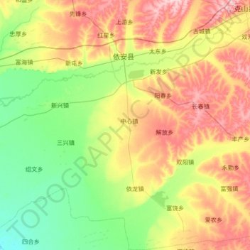 Mapa topográfico 依安县, altitud, relieve