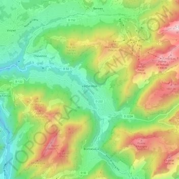 Mapa topográfico Vacheresse, altitud, relieve