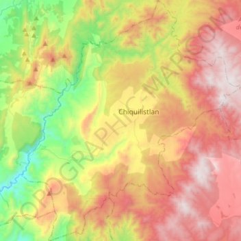 Mapa topográfico Chiquilistlán, altitud, relieve