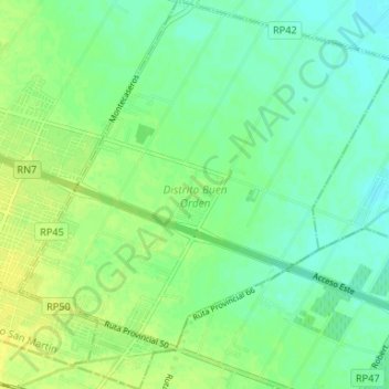 Mapa topográfico Distrito Buen Orden, altitud, relieve