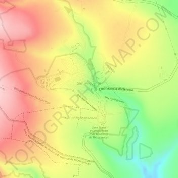 Mapa topográfico San Miguelito, altitud, relieve