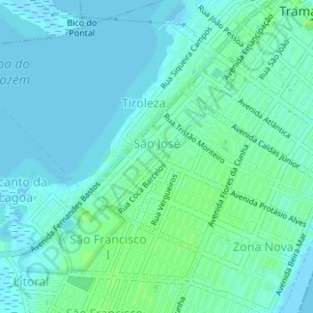 Mapa topográfico São José, altitud, relieve