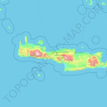 Mapa topográfico Κρήτη, altitud, relieve