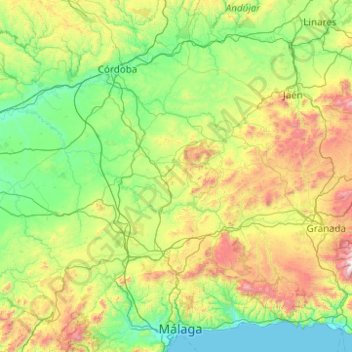 Mapa topográfico Río Genil, altitud, relieve