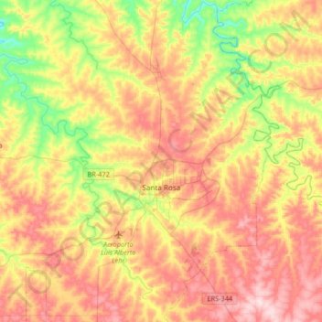 Mapa topográfico Santa Rosa, altitud, relieve