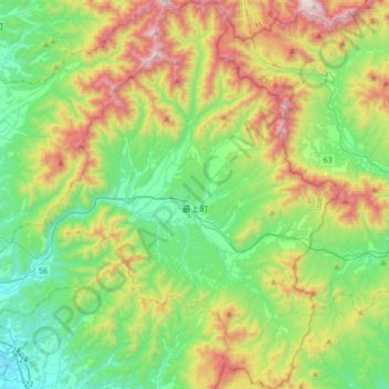 Mapa topográfico 最上郡, altitud, relieve