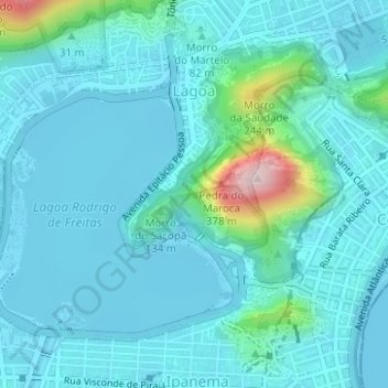 Mapa topográfico Lagoa, altitud, relieve