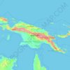 Mapa topográfico New Guinea, altitud, relieve