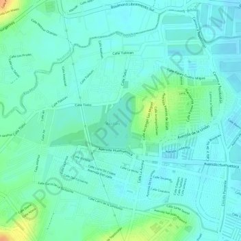 Mapa topográfico Laguna de Axotlan, altitud, relieve