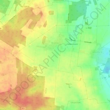 Mapa topográfico Krukow, altitud, relieve