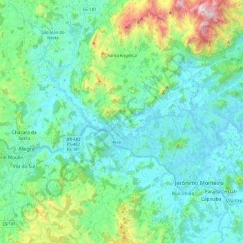Mapa topográfico Rive, altitud, relieve