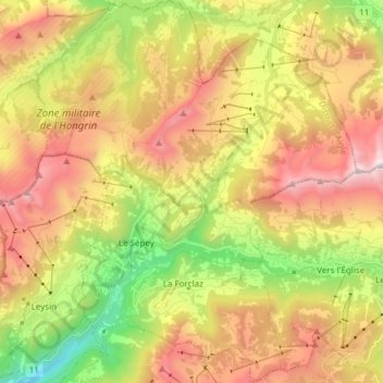 Mapa topográfico Ormont-Dessous, altitud, relieve