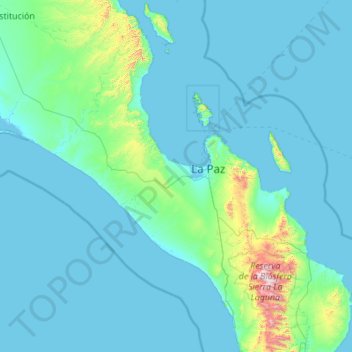Mapa topográfico Municipio de La Paz, altitud, relieve