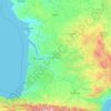 Mapa topográfico Nouvelle-Aquitaine, altitud, relieve