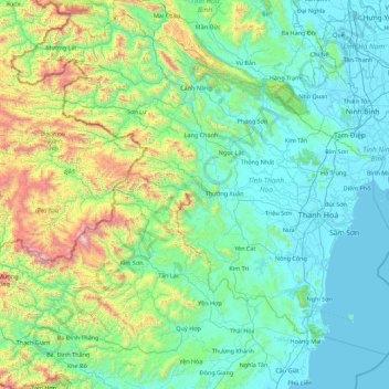 Mapa topográfico Tỉnh Thanh Hóa, altitud, relieve