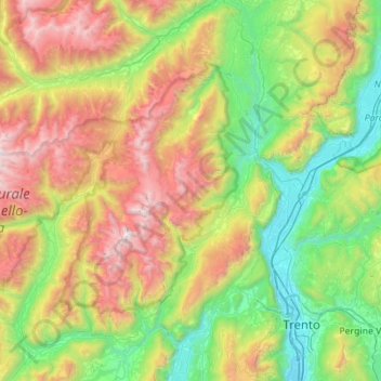 Mapa topográfico Brenta group, altitud, relieve