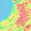 Mapa topográfico Ceredigion, altitud, relieve