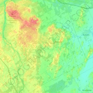 Mapa topográfico Osgoode, altitud, relieve