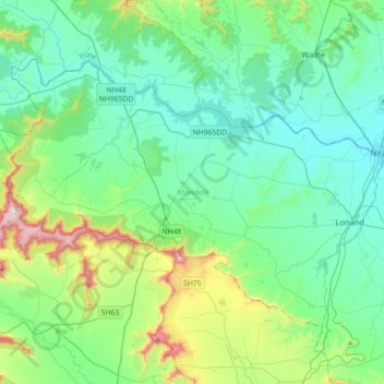 Mapa topográfico Khandala, altitud, relieve