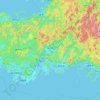 Mapa topográfico Yamaguchi, altitud, relieve
